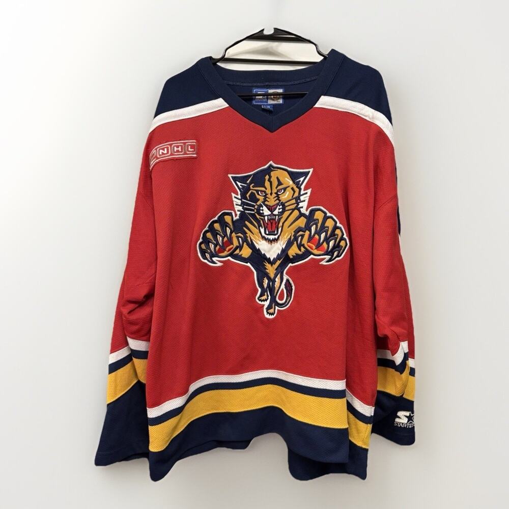 Vintage 90s Starter Florida Panthers NHL Hockey Jersey Mens XL Red Stitched